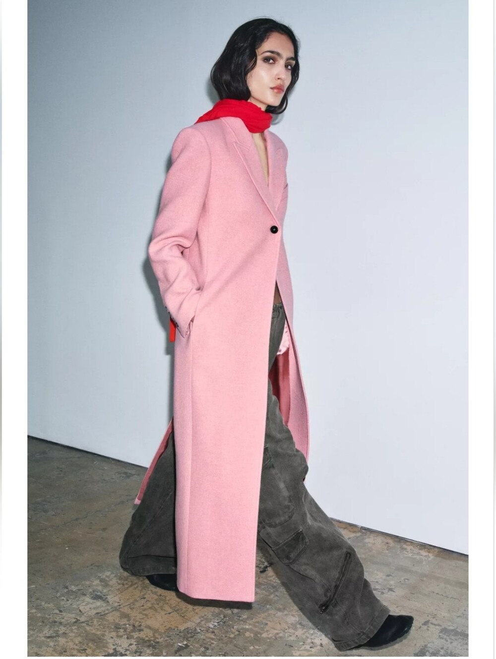 BNWT!Zara Woman Collection  Long Wool-Blend Coat